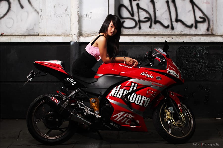 Cindy in Red Motorcycle